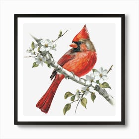 Bird Cardinal Wildlife Wild Fauna Nature Art Print