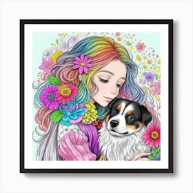 Girl and dog Charms7 Art Print