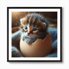 Kitten In An Egg Art Print