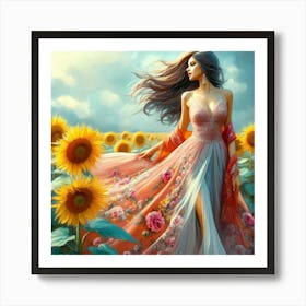 Sunflower Girl 2 Art Print