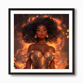 Melanin Queen: Vibrant Black Woman With Fire In Her Soul, Black Girl Magic Art Print