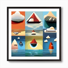 A cloudy day, a painting for children Art Print