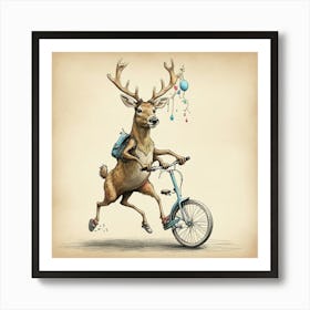 Deer On A Bike 10 Art Print