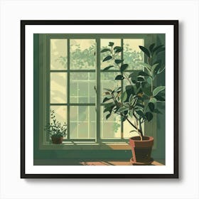 Window With A Plant Art Print
