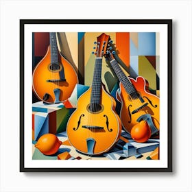 Mandolins Cubism Style Art Print