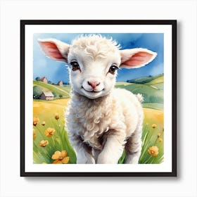 Lamb In The Meadow Art Print