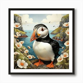 Puffin art print Art Print