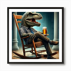 Dinosaur Rocking Chair Art Print