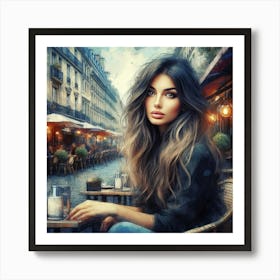 Beautiful Woman In Paris Art Print