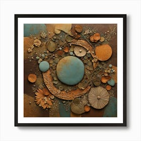 Terra Cotta, Floral Pattern, Abstract Piece With Organic Shapes And Earthy Colors art print Art Print