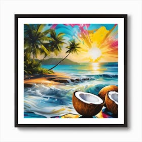 Coconuts On The Beach Art Print