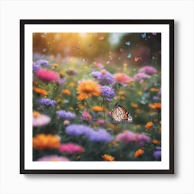 Whimsical Butterfly Field Art Print