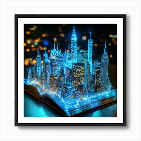 3D New York City in the Book Art Print