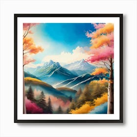 Autumn Trees In The Mountains Art Print