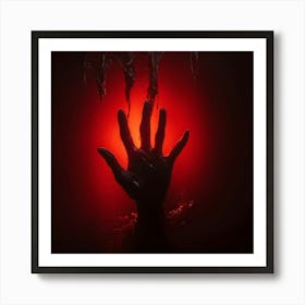 Bloody Handprint With A Sinister Texture Deep Red Hue Backlit By A Ghostly Glow Shadowy Surface Wh (2) Art Print