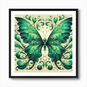 Green Butterfly Art Art Print