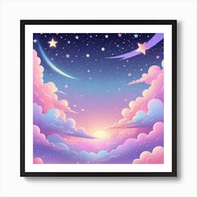 Sky With Twinkling Stars In Pastel Colors Square Composition 196 Art Print
