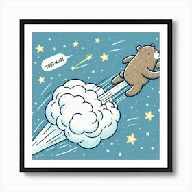 Flying Teddy Bear Art Print