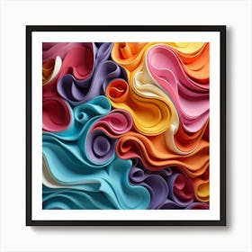 Abstract Colorful Paper Wavy Background 1 Art Print