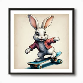 Bunny Skateboarding 3 Art Print