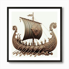 Ornate Viking Ship Scandinavian  Art Print