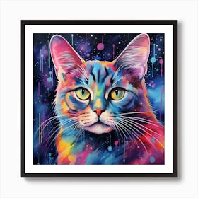 AI Nebula Paws: Ethereal Feline Fantasia Art Print