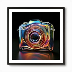 Firefly Camera, Icon, 3d, Abstract, Glass, High Resolution, Iridescent, Reflections, Light, Vibrant, (9) Art Print