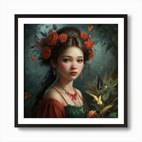 Girl In The Forest Art Print