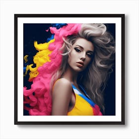 Beautiful Woman With Colorful Hair from Ukraine Art Print