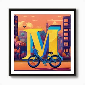 Big Letter M With In The Background A Bicycle (4) 2024 05 07t233446 Art Print