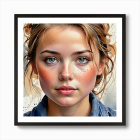 Portrait Of A Girl With Freckles Póster