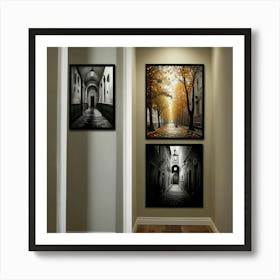 Black And White Street Scene 1 Art Print