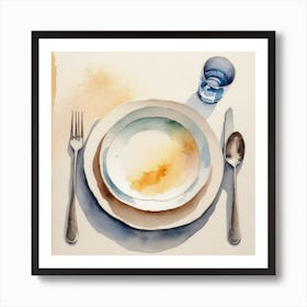 Plate And Silverware Art Print