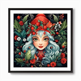 Elf In Red Hat Art Print