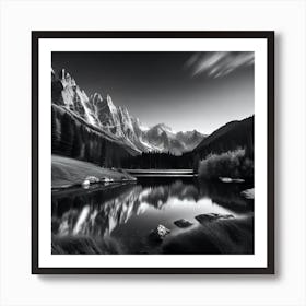 Black And White Mountain Landscape 20 Art Print