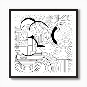 Sketch In Black And White Line Art 4 Art Print