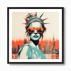 Woman In Sunglasses like Liberty Statue 03 Art Print
