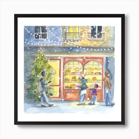 Vitrines De Noel Square Art Print