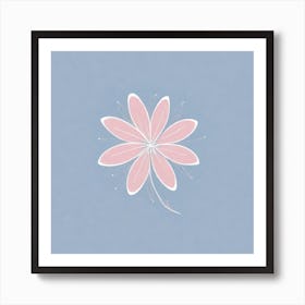 A White And Pink Flower In Minimalist Style Square Composition 702 Art Print