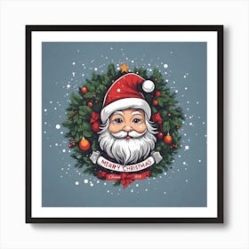Santa Claus With Wreath Art Print