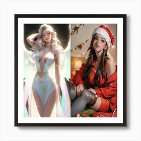 Angel And Santa Art Print