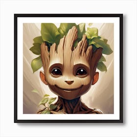 Head portrait of cute little Groot Art Print