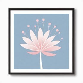 A White And Pink Flower In Minimalist Style Square Composition 111 Art Print