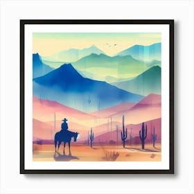 Cowboy In The Desert 1 Art Print