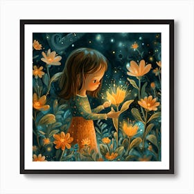 Little Girl In The Garden Art Print