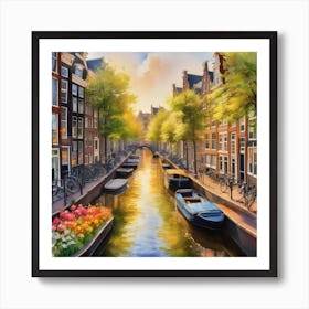An Enchanting Amsterdam Canal Summer 8 Art Print