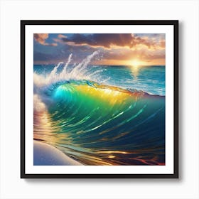 Ocean Wave At Sunset Art Print