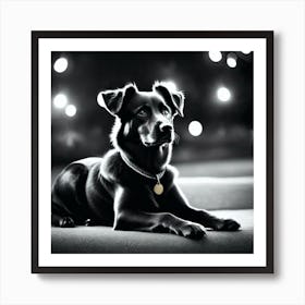 Black And White Dog 3 Art Print