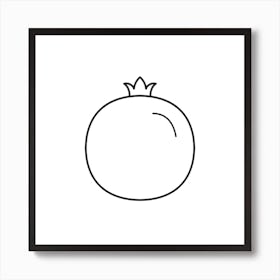 Pomegranate Icon In Black Flat Outline Design Art Print