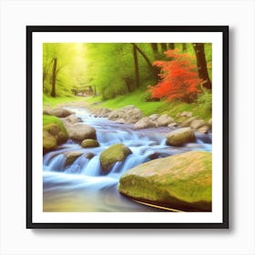 Stream In The Forest 20 Art Print